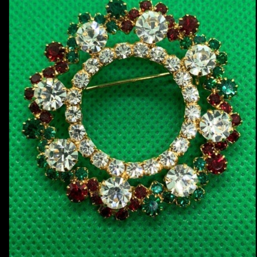 Vintage Eisenberg brooch, Eisenberg Ice jewelry, Eisenberg Christmas pin 1950's